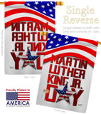 Happy MLK Day - Patriotic Americana Vertical Impressions Decorative Flags HG130314 Made In USA