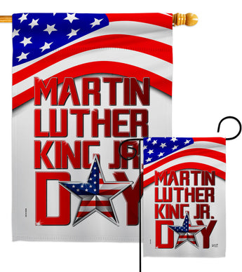 Happy MLK Day - Patriotic Americana Vertical Impressions Decorative Flags HG130314 Made In USA