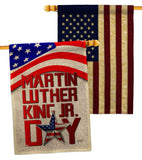 Happy MLK Day - Patriotic Americana Vertical Impressions Decorative Flags HG130314 Made In USA