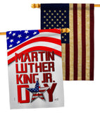 Happy MLK Day - Patriotic Americana Vertical Impressions Decorative Flags HG130314 Made In USA