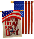 Happy MLK Day - Patriotic Americana Vertical Impressions Decorative Flags HG130314 Made In USA