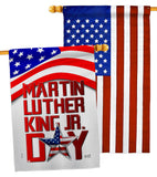 Happy MLK Day - Patriotic Americana Vertical Impressions Decorative Flags HG130314 Made In USA