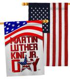 Happy MLK Day - Patriotic Americana Vertical Impressions Decorative Flags HG130314 Made In USA