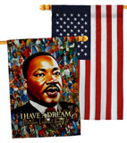 MLK Dream - Patriotic Americana Vertical Impressions Decorative Flags HG130434 Made In USA