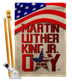 Happy MLK Day - Patriotic Americana Vertical Impressions Decorative Flags HG130314 Made In USA