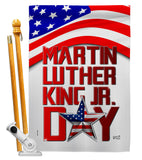 Happy MLK Day - Patriotic Americana Vertical Impressions Decorative Flags HG130314 Made In USA