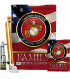 US Marine Family Honor - Military Americana Vertical Impressions Decorative Flags HG108428 Made In USA