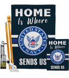 Home is Where Navy - Military Americana Vertical Impressions Decorative Flags HG108457 Made In USA