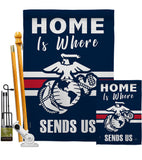 Home is Where Marine Corps - Military Americana Vertical Impressions Decorative Flags HG108458 Made In USA