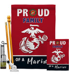 Proud Family Marines - Military Americana Vertical Impressions Decorative Flags HG108464 Made In USA