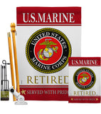 US Marine Retired - Military Americana Vertical Impressions Decorative Flags HG108479 Made In USA