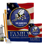 US Seabees Family Honor - Military Americana Vertical Impressions Decorative Flags HG108615 Made In USA