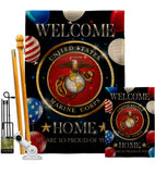 Welcome Home Marine Corp - Military Americana Vertical Impressions Decorative Flags HG108626 Made In USA