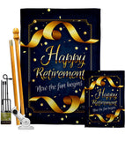 Retirement Fun Begins - Military Americana Vertical Impressions Decorative Flags HG108636 Made In USA
