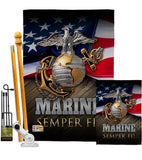 Marine Semper Fi - Military Americana Vertical Impressions Decorative Flags HG137034 Made In USA