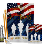 Thank You Veterans - Military Americana Vertical Impressions Decorative Flags HG137167 Made In USA