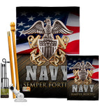 US Navy Semper Fortis - Military Americana Vertical Impressions Decorative Flags HG137172 Made In USA