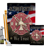 Firefighter We trust - Military Americana Vertical Impressions Decorative Flags HG137294 Made In USA