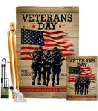 Memony Our Heroes - Military Americana Vertical Impressions Decorative Flags HG137334 Made In USA