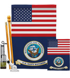 US Retired Navy - Military Americana Vertical Impressions Decorative Flags HG140746 Made In USA