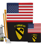 US Black 1st Cavalry - Military Americana Vertical Impressions Decorative Flags HG140750 Made In USA