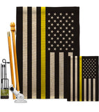 US Thin Yellow Line - Military Americana Vertical Impressions Decorative Flags HG140910 Made In USA