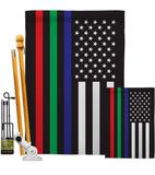 US Thin Blue Green Red Line - Military Americana Vertical Impressions Decorative Flags HG140913 Made In USA