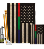 US Thin Blue Green Red Line - Military Americana Vertical Impressions Decorative Flags HG140923 Made In USA