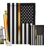 US Thin Gold Line - Military Americana Vertical Impressions Decorative Flags HG140926 Made In USA