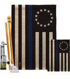 Betsy Ross Blue Line - Military Americana Vertical Impressions Decorative Flags HG140928 Made In USA