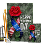 Happy Veterans Day - Military Americana Vertical Impressions Decorative Flags HG192332 Made In USA