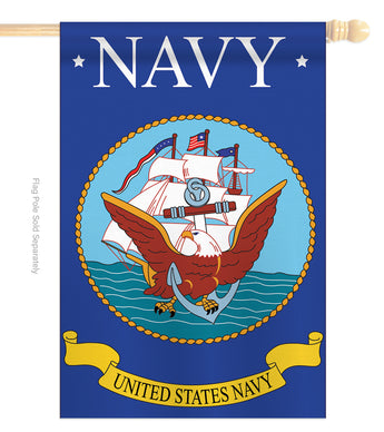 Navy - Military Americana Vertical Applique Decorative Flags HG108013