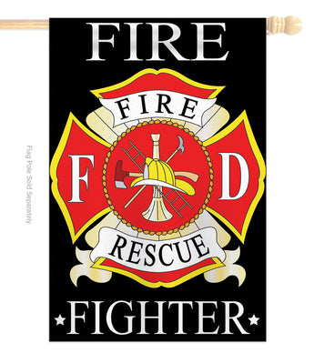 Fire Fighter - Military Americana Vertical Applique Decorative Flags HG108022