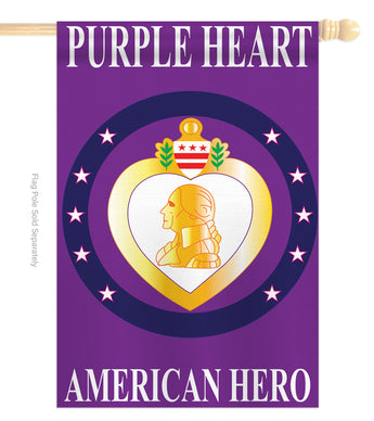 Purple Heart - Military Americana Vertical Applique Decorative Flags HG108046