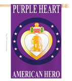 Purple Heart - Military Americana Vertical Applique Decorative Flags HG108046