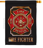 Fire Fighter - Military Americana Vertical Impressions Decorative Flags HG108063 Made In USA