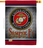 Semper Fi US Marine - Military Americana Vertical Impressions Decorative Flags HG108418 Made In USA