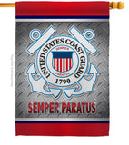 Semper Paratus US Coast Guard - Military Americana Vertical Impressions Decorative Flags HG108419 Made In USA