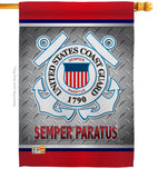 Semper Paratus US Coast Guard - Military Americana Vertical Impressions Decorative Flags HG108419