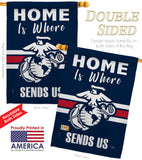 Home is Where Marine Corps - Military Americana Vertical Impressions Decorative Flags HG108458 Made In USA