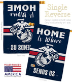 Home is Where Marine Corps - Military Americana Vertical Impressions Decorative Flags HG108458 Made In USA