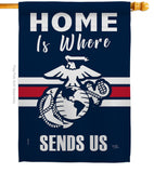 Home is Where Marine Corps - Military Americana Vertical Impressions Decorative Flags HG108458 Made In USA