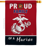 Proud Family Marines - Military Americana Vertical Impressions Decorative Flags HG108464 Made In USA