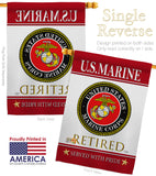 US Marine Retired - Military Americana Vertical Impressions Decorative Flags HG108479 Made In USA