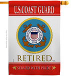 US Coast Guard Retired - Military Americana Vertical Impressions Decorative Flags HG108480 Made In USA