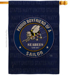 Seabees Proud Boyfriend Sailor - Military Americana Vertical Impressions Decorative Flags HG108512 Made In USA