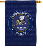 Seabees Proud Husband Sailor - Military Americana Vertical Impressions Decorative Flags HG108566 Made In USA