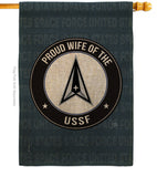 Proud Wife USSF - Military Americana Vertical Impressions Decorative Flags HG108612 Made In USA