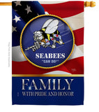 US Seabees Family Honor - Military Americana Vertical Impressions Decorative Flags HG108615 Made In USA