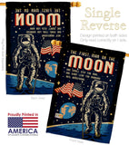 First Men On Moon - Military Americana Vertical Impressions Decorative Flags HG108624 Made In USA